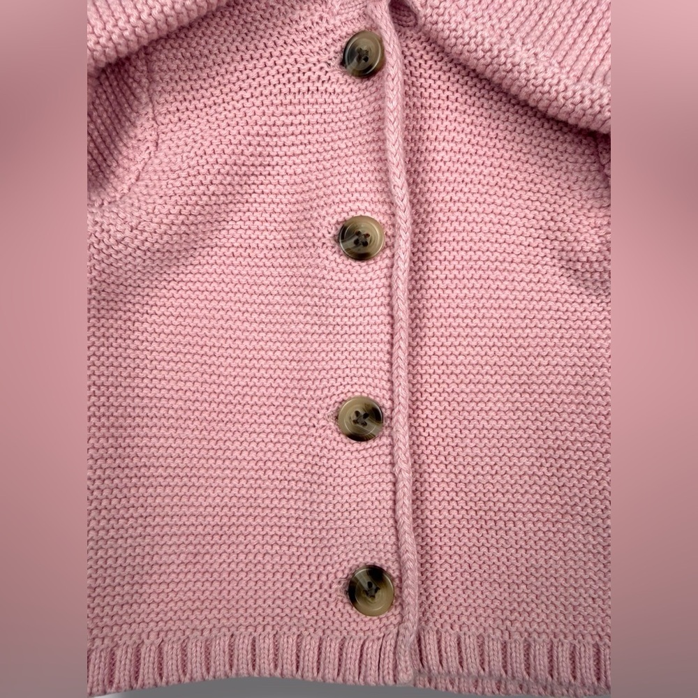 Old Navy Baby Girl 0–3M Hooded Knit Sweater Blush Pink Cotton w/ Buttons NWOT - Picture 7 of 13